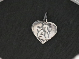 Sterling Silver Cupid Pendant with Heart -- (AF-253) - Beadspoint