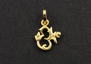 24K Gold Vermeil Over Sterling Silver Fancy OHM Charm -- VM/CH2/CR44 - Beadspoint