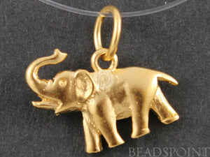 24K Gold Vermeil Over Sterling Silver Elephant Charm-- VM/CH7/CR30 - Beadspoint