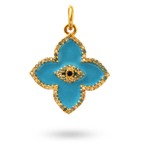 Pave Diamond Small Marquis Eye Clover Pendant, (DPS-106)