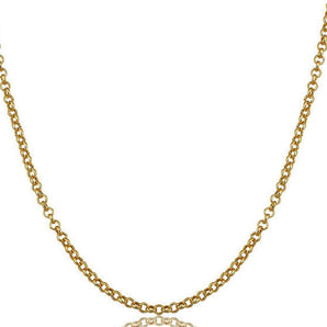 14K Solid Yellow Gold Rolo Chain Necklace, 1.5 mm (14k-441(4))