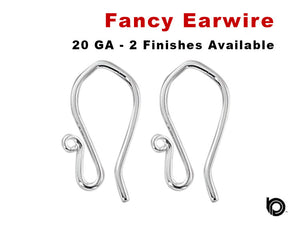 Sterling Silver Flat Ear Wire, 2 Finishes, (SS/702)