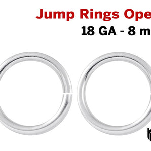 Sterling Silver 18 GA Open Jump Ring,10 PCS, (SS/JR18/8)