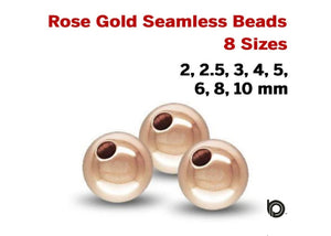 Rose Gold Filled Seamless Round Beads, 8 Sizes, (RG/550)