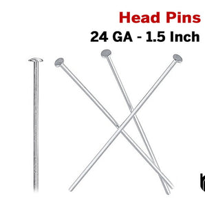 Sterling Silver 24 GA Head Pins,10 PCS (SS/H24/1.5)