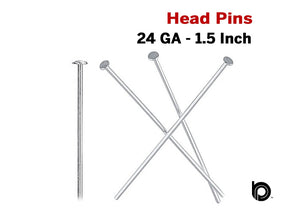 Sterling Silver 24 GA Head Pins,10 PCS (SS/H24/1.5)