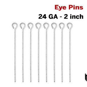 Sterling Silver 24 GA Eye Pins,10 Pieces, (SS/E24/2)