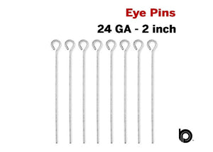 Sterling Silver 24 GA Eye Pins,10 Pieces, (SS/E24/2)