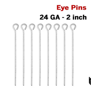 Sterling Silver 24 GA Eye Pins,10 Pieces (SS/E24)