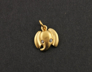 24K Gold Vermeil Over Sterling Silver Elephant Charm-- VM/CH7/CR53 - Beadspoint