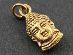 24K Gold Vermeil Over Sterling Silver Buddha Head Charm-- VM/CH2/CR30 - Beadspoint