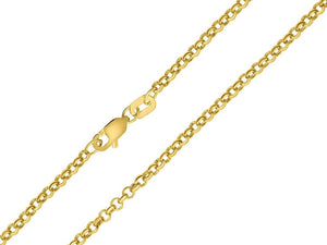 14K Solid Yellow Gold Rolo Chain Necklace, 1.5 mm (14k-441(4))