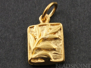 24K Gold Vermeil Over Sterling Silver Fern Leaf Vine Charm-- VM/CH4/CR39 - Beadspoint