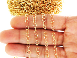 Gold Filled Oval Dapped Cable Chain, 4.5x2.7 mm, (GF-015)
