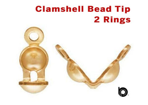 Gold Filled Clamshell Bead Tip w/2 Rings,(GF/372)