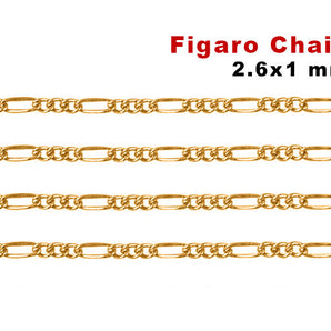 14K Gold Filled Figaro Curbed Flattened link Chain, 2.6x1 mm, (GF-158)