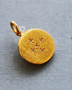 Gold Vermeil Over Sterling Silver Disc Charm with 0.2 Ct Diamonds -- VM/CH11/CR23 - Beadspoint