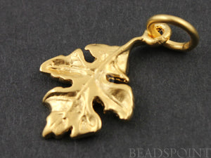 24K Gold Vermeil Over Sterling Silver Canadian Leaf Charm -- VM/CH4/CR16 - Beadspoint