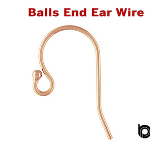 Rose Gold Filled Ball End Ear Wire, (RG/307)