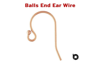 Rose Gold Filled Ball End Ear Wire, (RG/307)