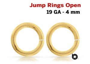 Gold Filled 19 GA 4 mm Open Jump Rings-10 Pieces, (GF/JR19/4)