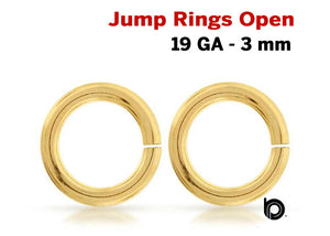 Gold Filled 19 GA 3mm Open Jump Rings-10 Pieces, (GF/JR19)
