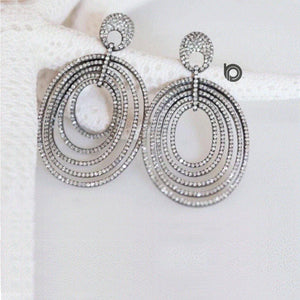 Pave Diamond Saturn Ring Earrings, (DER-146) - Beadspoint