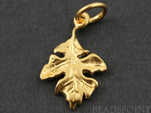 24K Gold Vermeil Over Sterling Silver Canadian Leaf Charm -- VM/CH4/CR16 - Beadspoint