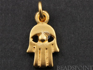 24K Gold Vermeil Over Sterling Silver Hamsa with Evil Eye Charm -- VM/CH2/CR17 - Beadspoint