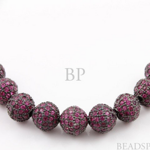 Pave Diamond and Ruby Round Beads -- RB-BA8 - Beadspoint