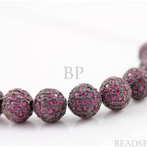 Pave Diamond and Ruby Round Beads -- RB-BA8 - Beadspoint