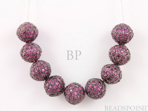 Pave Diamond and Ruby Round Beads -- RB-BA8 - Beadspoint