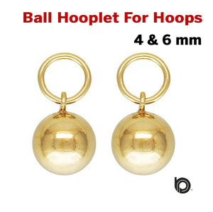 14k Gold Filled,  Ball Hooplet, 2 Sizes, 4 and 6 mm, (GF-819)