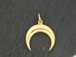 Sterling Silver Artisan Crescent  Moon Charm -- (AF-246) - Beadspoint