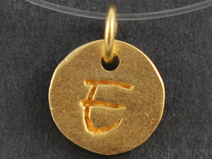 24K Gold Vermeil Over Sterling Initial "E" on a Disc Charm -- VM/2034/E - Beadspoint