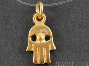 24K Gold Vermeil Over Sterling Silver Hamsa with Evil Eye Charm -- VM/CH2/CR17 - Beadspoint