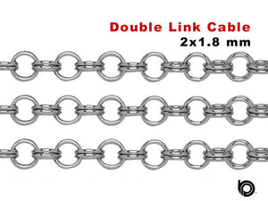 Sterling Silver Chain Double Link Cable Chain, 2x1.8mm, (SS-024)
