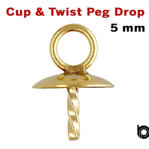 Gold Filled Cup & Notched Peg Drop, 5 mm Wholesale Pricing (GF/702)