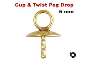 Gold Filled Cup & Notched Peg Drop, 5 mm Wholesale Pricing (GF/702)