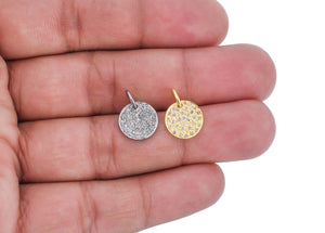 Pave Diamond Small Disk Charm, (DCH-184)