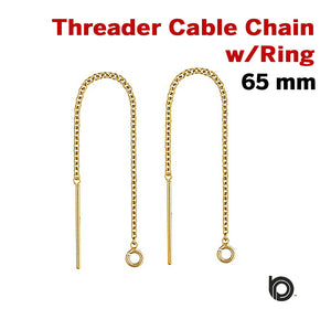 14K Gold Filled, 65 mm Threader Cable Chain With Ring, (GF-822)