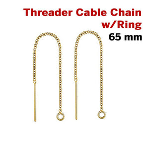 14K Gold Filled, 65.0mm Threader Cable Chain With Ring, (GF-822)