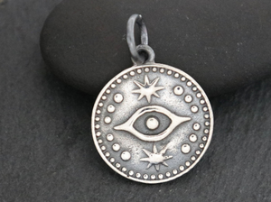 Sterling Silver Evil Eye Handmade Coin Pendant -- (AF-251) - Beadspoint