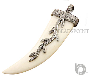 Pave Diamond Leaf Pendant -- DP-0855 - Beadspoint
