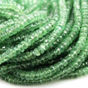 Green Sapphire Faceted Roundels, 4-5 mm, Sold AS Strand, (GSAP/RNDL/4-5) - Beadspoint