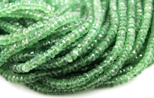 Green Sapphire Faceted Roundels, 4-5 mm, Sold AS Strand, (GSAP/RNDL/4-5) - Beadspoint