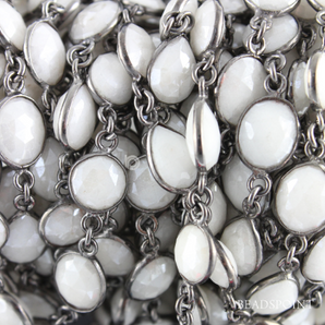 White Corrundum Mixcut Stone Chain, (BC-WCD-11) - Beadspoint