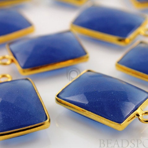 Sapphire Blue Chalcedony Faceted Chicklet Bezel, (BZC7476) - Beadspoint