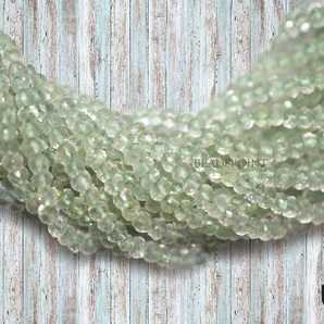 Green Amethyst Faceted Rondelle Beads, (GAMT375RNDL) - Beadspoint