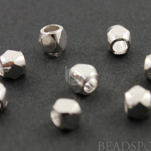 Brush Sterling Silver Faceted Nugget Spacer,10 Pieces,(BR/6301/3.5) - Beadspoint